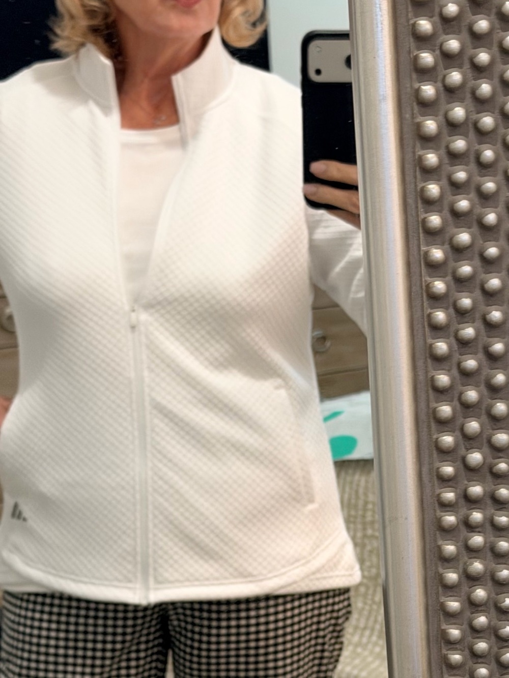 Adidas White Quilted Zip Front Athletic Jacket